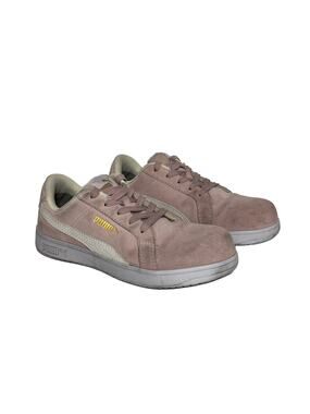 Puma Safety Toe Iconic Suede Low Top Pink Work Shoes Size 7.5